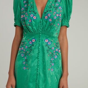 Saloni Lea Dress in Kelly Green